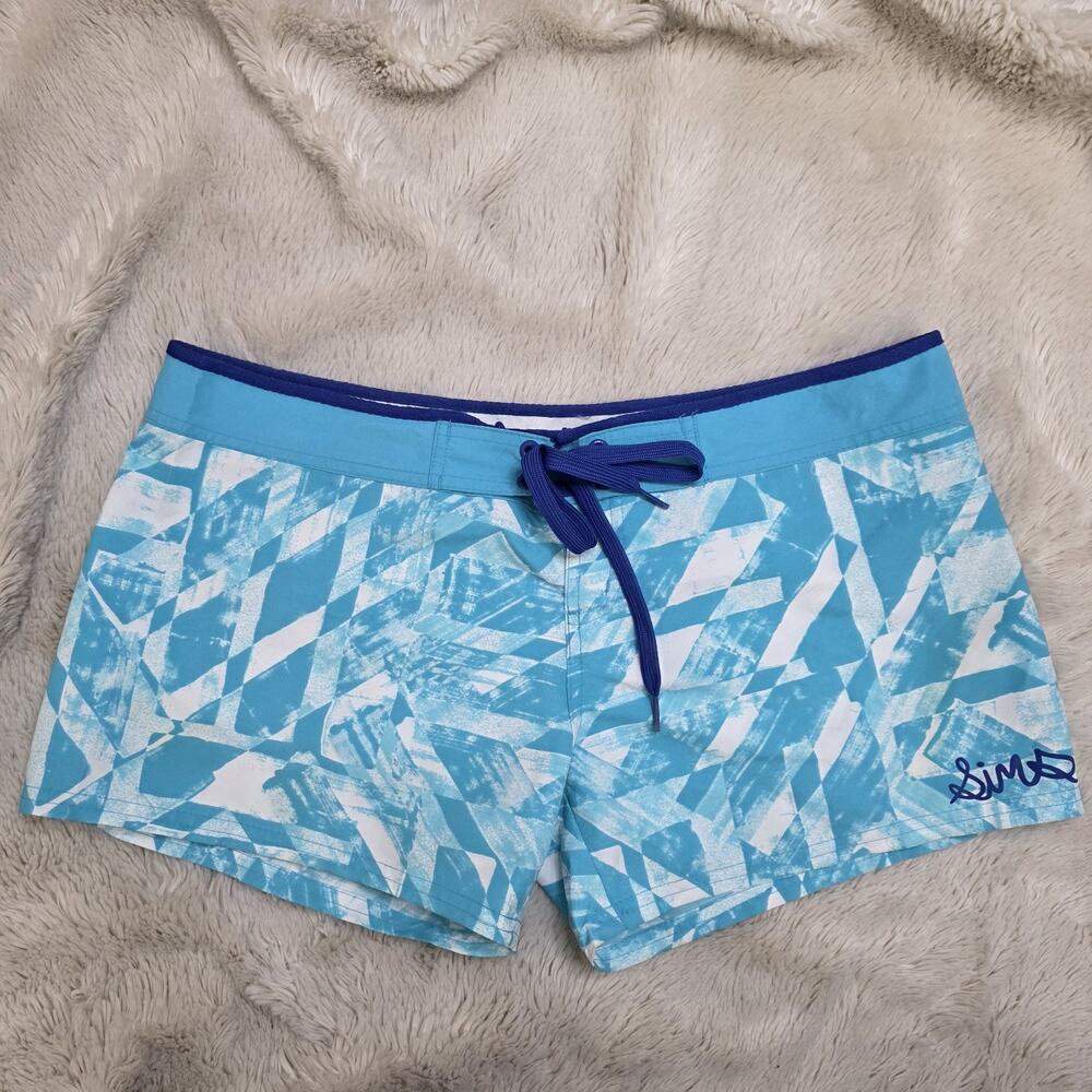 SIMS Women’s Board Shorts Turquoise Swim Drawstring Quick Dry Low Rise Medium